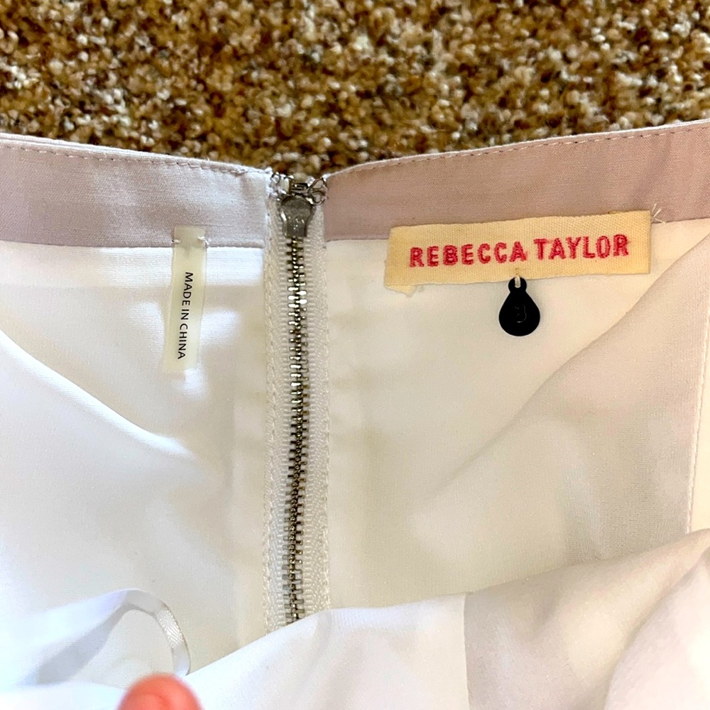 Elegant Rebecca Taylor, Strapless, White and Light Mauve/Purple Dress - Picture 7 of 8